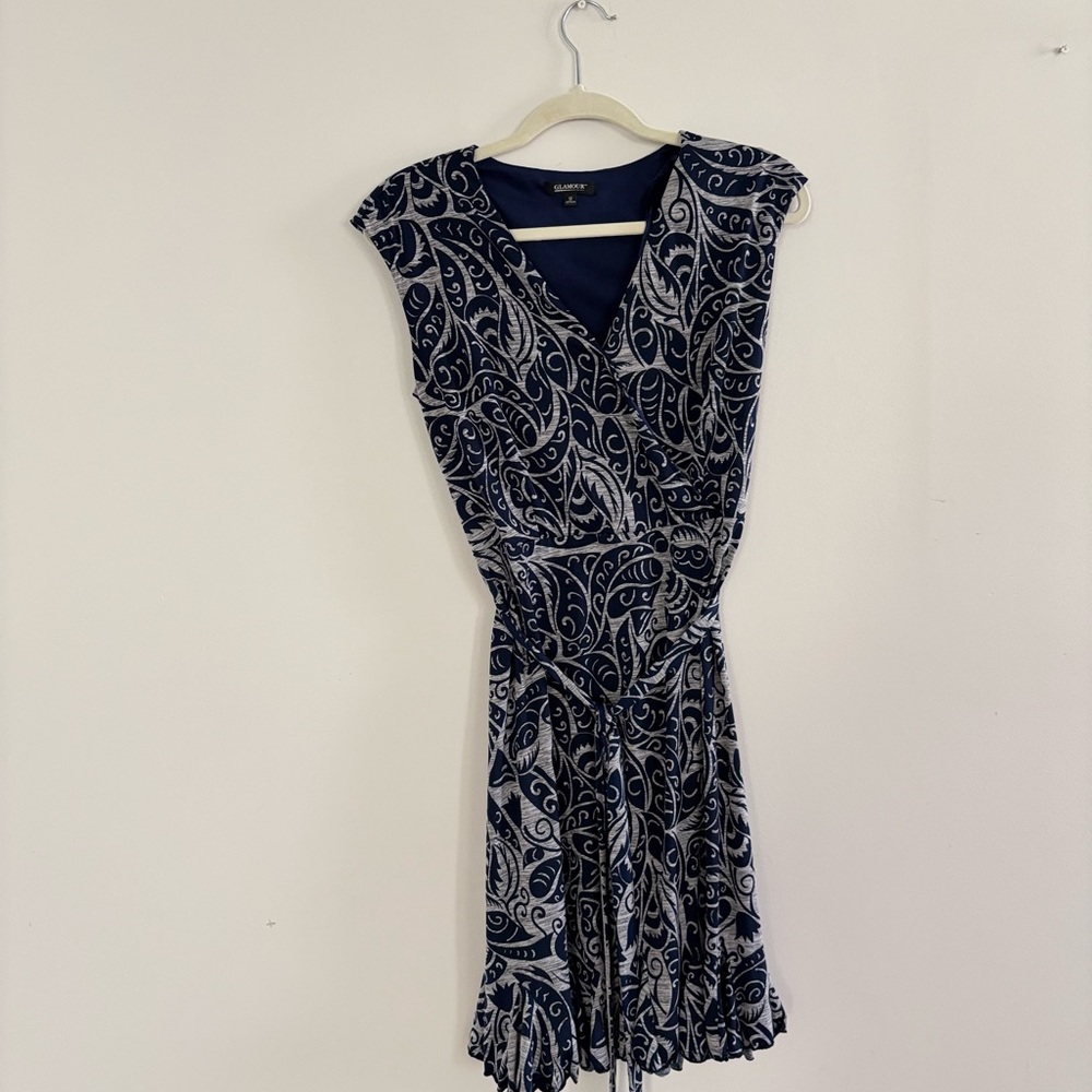 Talbots Navy and White Paisley Midi Dress